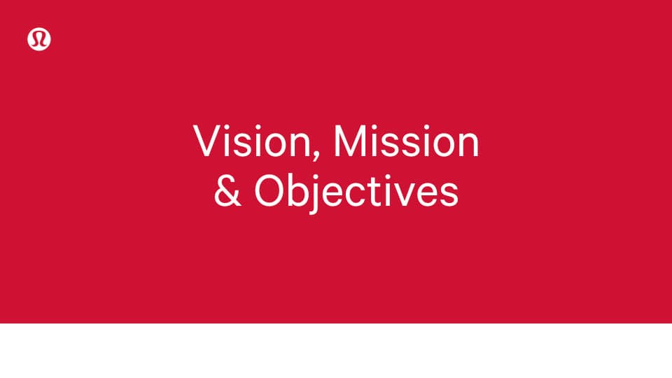 Title slide from the design system deck: Vision, Mission and Objectives